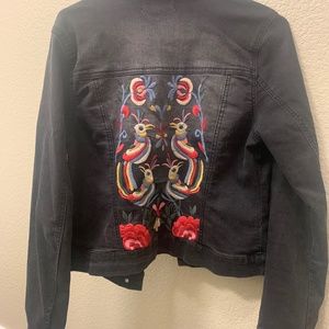 Embroidered Black Denim Jacket